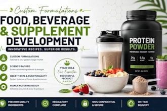 develop food, beverage, and supplement product formulation protein powder recipe