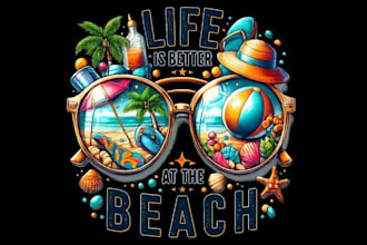 make a outdoor summer holidays beach enjoying logo for you