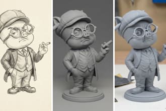 convert 2d to 3d character model 3d toy model 3d miniature model figure printing