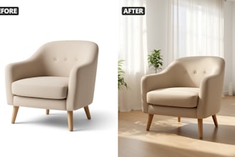 create photorealistic furniture lifestyle scenes for amazon