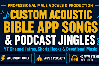 record an acoustic bible app song podcast jingle yt channel intro or short song