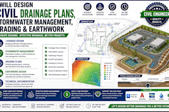 design civil drainage plans, stormwater management, grading and earthwork