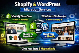 convert copy shopify to wordpress, clone shopify store to wordpress or replicate