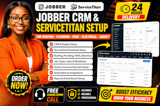 do jobber CRM setup and servicetitan pricebook for roofing plumbing hvac agency