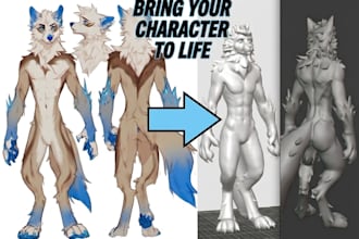 3d model furry ocs and make it a printable figure