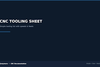 create a cnc tooling sheet with tools and cutting data