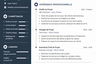 design a professionnal CV or resume in french or english