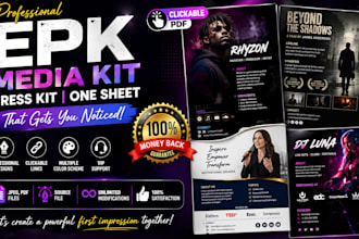 design epk, media kit, press kit, electronic press kit, one sheet for dj artist