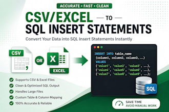 convert CSV or excel data into sql insert statements