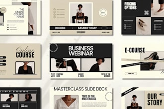 design PPT, webinar slide deck, presentation, ecourse and pitch deck in canva