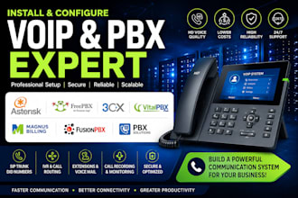 install voip, magnus billing, asterisk, freepbx, 3cx,vitalpbx,fusionpbx,pbx