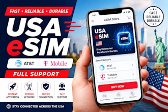 activate fast, reliable and durable USA esim, att, tmobile with full support