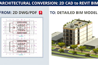 convert cad or PDF floor plans to revit 3d model