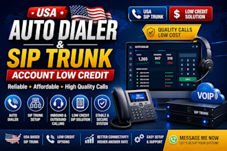 setup usa auto dialer and sip trunk account low credit