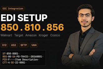 set up edi 850, 810 and 856 for walmart, target and amazon vendors