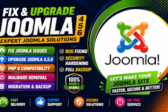 fix upgrade joomla 4,5,6 PHP 8 malware removal migration bug fix security backup