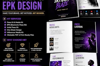 design press kit, media kit, epk design, one sheet, influencer media kit