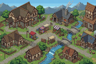 create pixel art isometric tileset, rpg tilemap, game background and assets