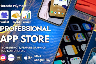 modern app store screenshots and play store feature graphic