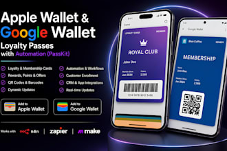 create apple and google wallet loyalty cards with zapier, make or n8n automation