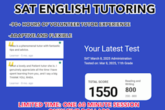 provide a one hour tutoring session in sat english