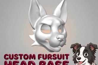create a custom fursuit head base model for 3d printing