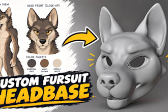 create a custom fursuit head base model for 3d printing