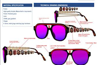 design eyewear tech pack for production