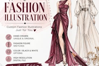 create hand drawn fashion illustrations and sketches