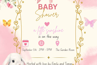 design a custom girl baby shower invitation in canva