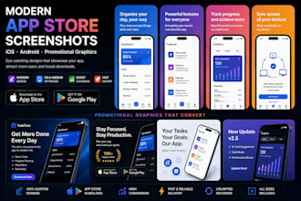 create modern ios android app store screenshots and promotional graphics designs
