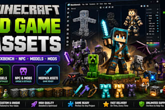 create minecraft mob npc 3d blockbench model animation hytale roblox game asset
