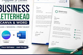 design editable canva and word business letterhead