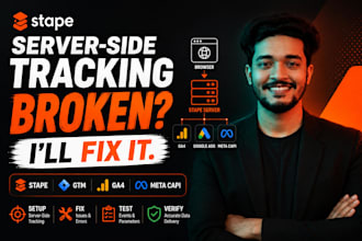 setup or fix stape server side tracking with GTM, ga4 and meta capi