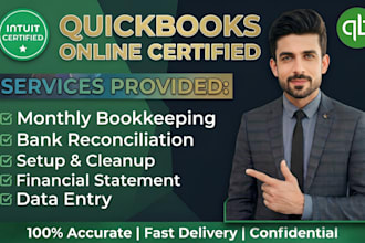 do quickbooks setup, cleanup, monthly bookkeeping and bank reconciliation