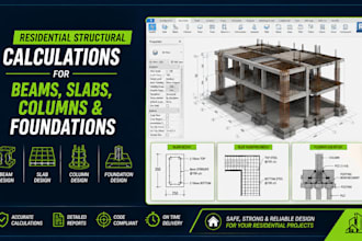 design residential structural calculations for beams, slabs, columns, foundation
