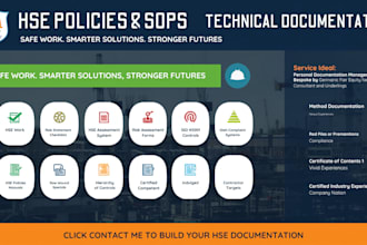 develop complete hse policies, sops and technical documentation