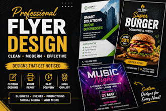 design professional flyers, posters and promotional graphics