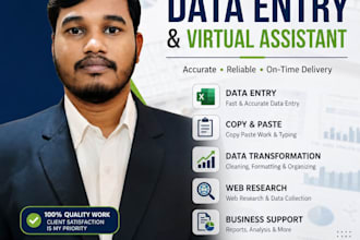 do data entry, excel, web research, copy paste and virtual assistant task