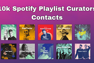 deliver 8k spotify playlist curator contacts for music promotion