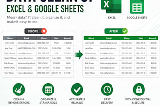 spreadsheet cleanup, organization, and data structuring