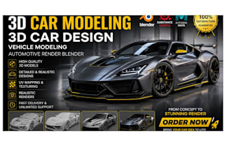 do 3d car modeling, 3d car design, vehicle modeling, automotive render blender