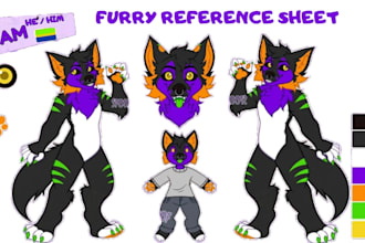 draw furry reference sheet furry ref sheet furry art character design furry oc