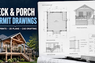 draw deck permit plans, porch blueprints and residential cad drawings