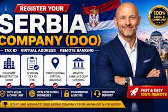 register serbia company doo, tax id, virtual address and remote banking