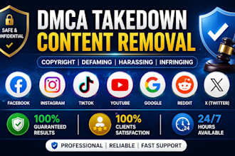 takedown harassing copyright defamation content on tiktok facebook instagram