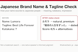 check your brand name or tagline for how it sounds to japanese people