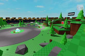 build roblox low poly simulator map, tycoon, or obby with custom terrain