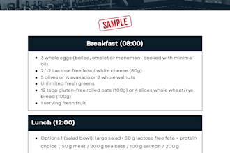 be your registered dietitian and create a custom meal plan