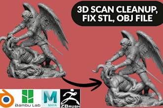 3d scan cleanup, mesh repair, fix stl, obj, stl to step for 3d printing